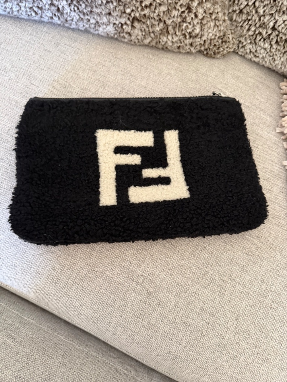Fendi Shearling FF Flat Pouch